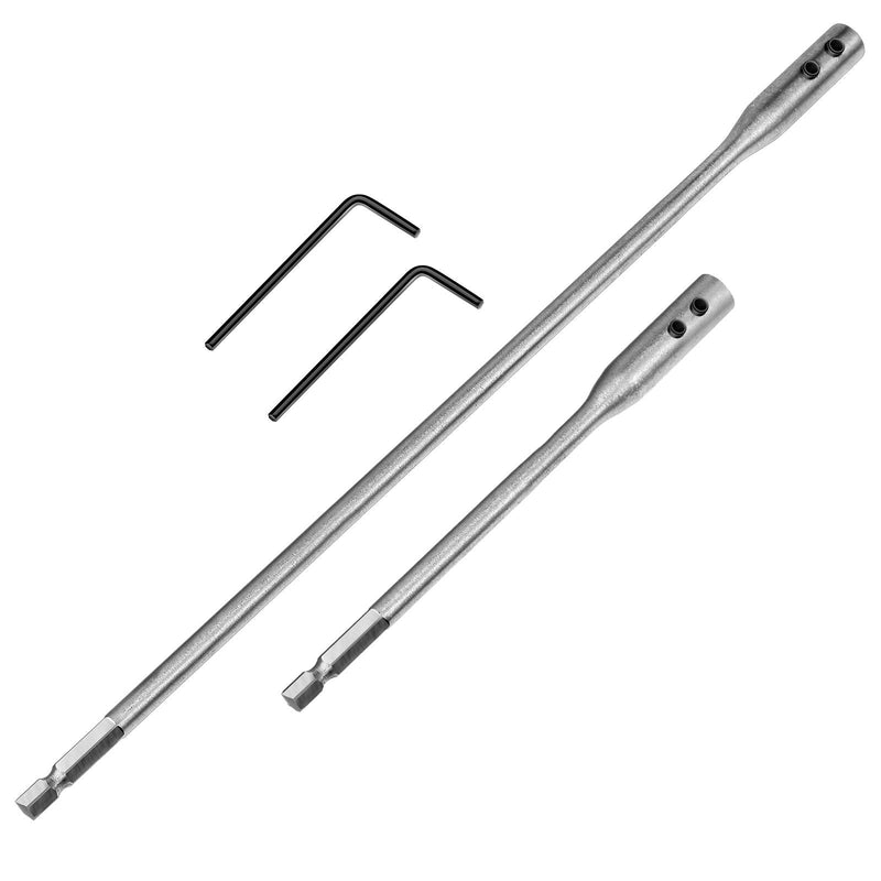 [Australia - AusPower] - 4 Pieces 1/4 Extension Drill Bit Set Wood Spade Drill Bit Extension, 6 and 12 Inches Spade Drill Bit Extension with 2 Pieces Key, Use with High-Carbon Steel Wood Spade Bits 
