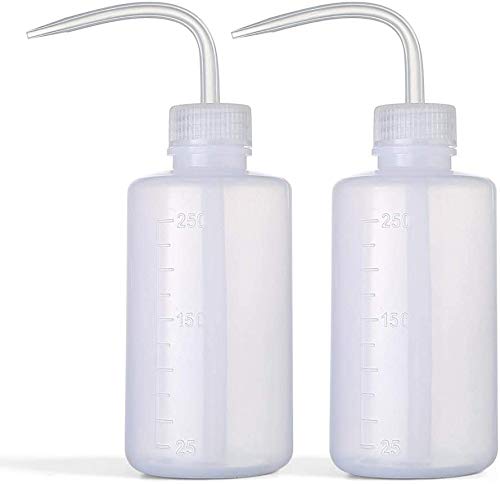 [Australia - AusPower] - Wash Bottle 2pcs 250ml/8oz Safety Bottles Watering Tools, Economy Plastic Squeeze with Narrow Mouth Scale Labels for Medical Succulent Cleaning Washing 