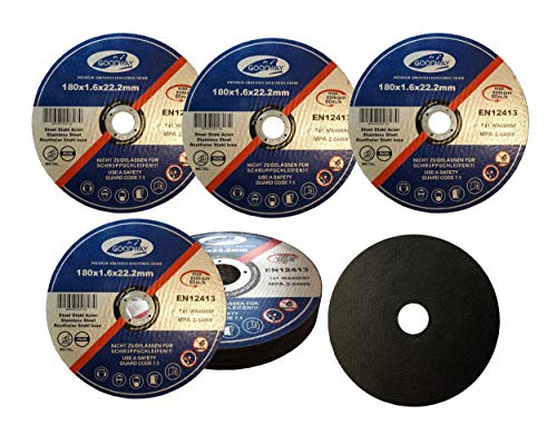 Goodway Professional Cutting Discs │ Pack of 10 │ Diameter 180 mm x 1.6 mm │ Stainless Steel Cutting Discs for Flex & Angle Grinder │ Cutting Discs for Stainless Steel & Metal
