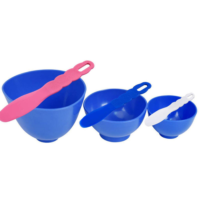 3 flexible rubber mixing bowls, gum plastic spatulas for alginate and plaster materials.