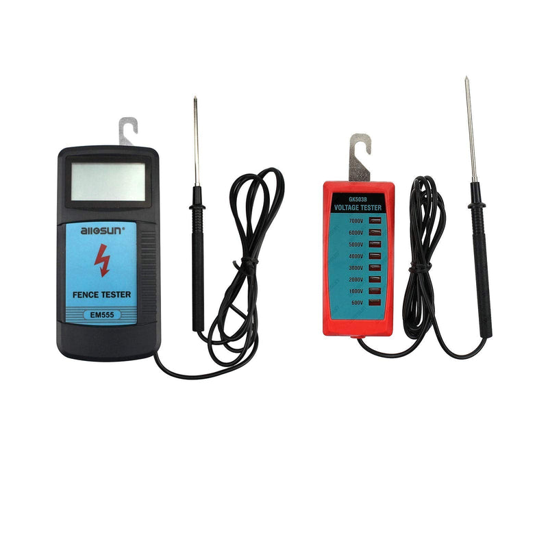 [Australia - AusPower] - ALLOSUN Electric Fence Tester Fault Finder Digital Electric Fence Voltage Tester (EM555+GK503B) 