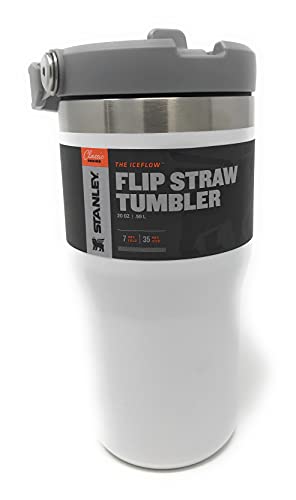 STANLEY IceFlow Flip Straw Tumbler with Handle 20 oz | Twist On Lid and Flip Up Straw | Leak Resistant Water Bottle | Insulated Stainless Steel |BPA-Free | Polar 20 Ounces