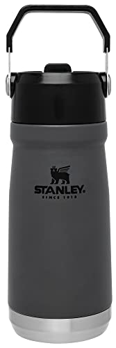 Stanley IceFlow Flip Straw Water Bottle 17 oz | Built-In Straw for Travel and Sports | Lightweight and Leak Resistant | Insulated Stainless Steel | BPA-Free | Charcoal 17 Ounces