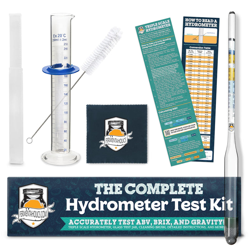 [Australia - AusPower] - Fermentaholics Triple Scale Hydrometer Test Kit | Hydrometer Test Jar Kit | Make Wine, Beer, Mead, Cider, and More | Measure ABV, Brix, and Specific Gravity (Hydrometer Test Kit - Glass Test Jar) 