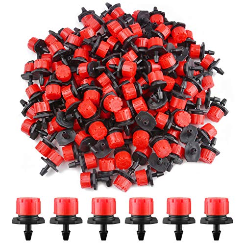 [Australia - AusPower] - Kalolary 200Pcs Adjustable Irrigation Drippers, 1/4 Inch Barbed Drip Emitter 360 Degree Watering Sprinklers Anti-Clogging Drippers for 4mm/7mm Garden Watering System?Red? 200Pcs Red 