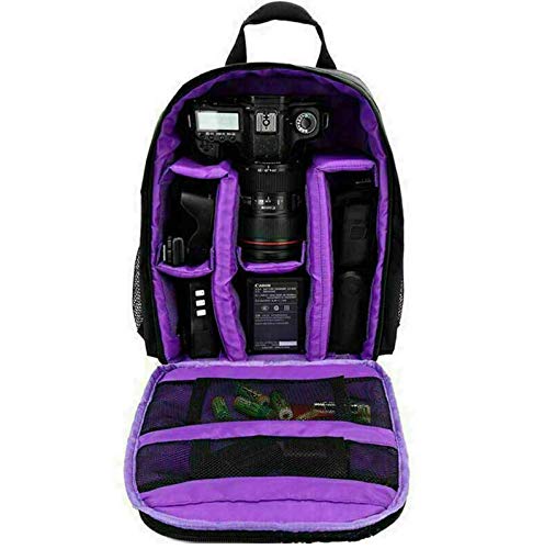 [Australia - AusPower] - Waterproof SLR/DSLR Camera Backpack Shoulder Bag Travel Case For Canon Nikon Sony Digital Lens (Medium, Purple) Medium 
