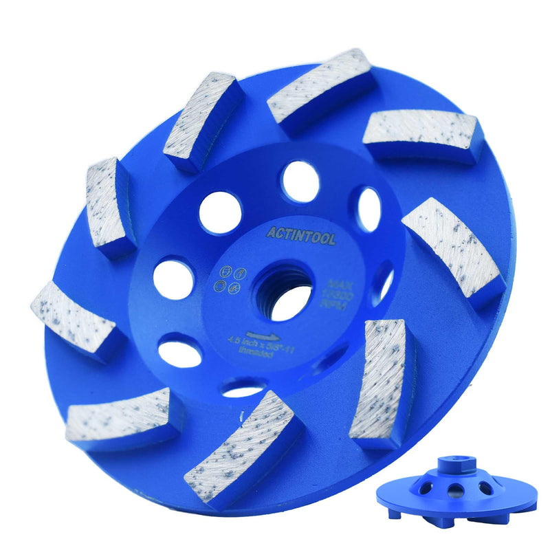 [Australia - AusPower] - 4.5 in. x 5/8-11 in. Threaded Arbor 9 Segments Diamond Turbo Cup Wheel for Stone Concrete Masonry (5/8"-11 Threaded) 4.5 Inch 5/8"-11 Threaded 