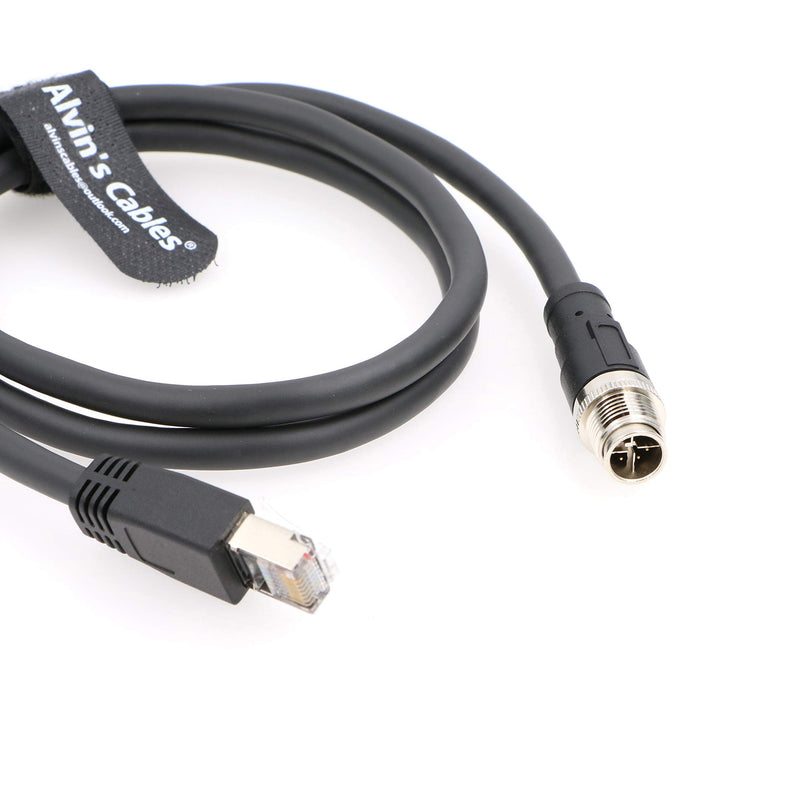 [Australia - AusPower] - Alvin’s Cables M12 8 Pin Male to RJ45 Shielded Ethernet Cable X Coded 8 Position Cat6a Cable for Cognex Industrial Camera 3.2ft/1M Black 