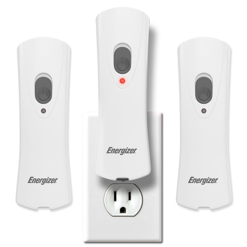 Energizer Auto-On LED Flashlights Rechargeable (3-Pack) for Home Power Failure, Plug in LED Flashlight for Power Outage, Night Light, Hurricane Preparedness 3 Pack White