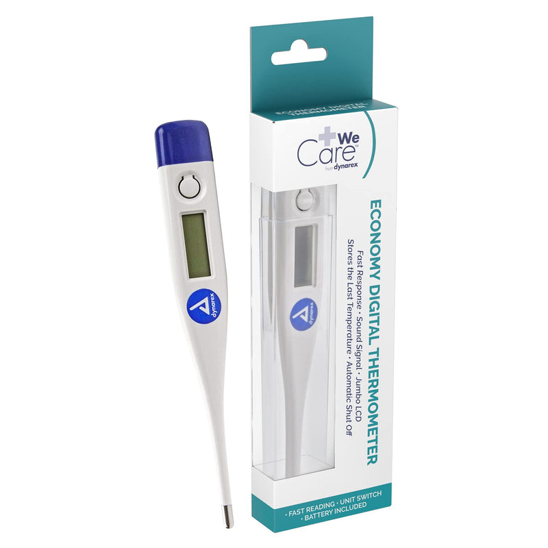 [Australia - AusPower] - Dynarex Digital & Oral Thermometer with Standard Tip for Adults and Kids, Accurate Medical Indicator with Alarm Measures Temperature by Mouth or Under The Arm, White 