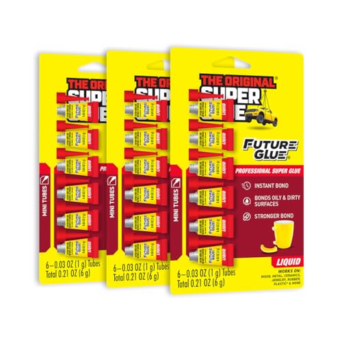 Super Glue Future Glue Liquid wood glue, 6 mini single-use tubes, 1 gram each, pack of 3