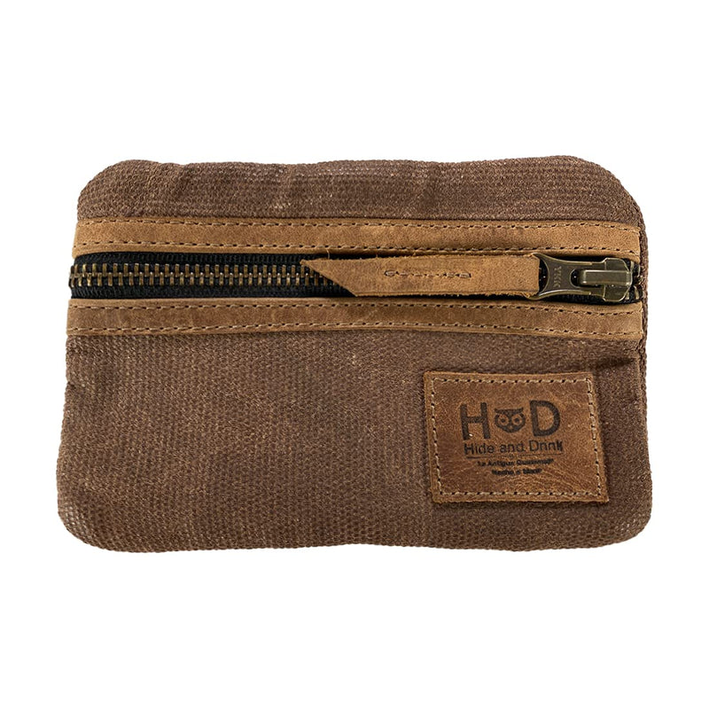 Hide & Drink, Multi-Tool Pocket Pouch, Compact Multipurpose EDC Zippered Bag, Mini Camping Tool Case, Waxed Canvas, Knife Holster, Handmade Slim Organizer Honey Bourbon