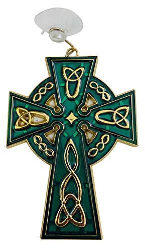 Celtic Cross Suncatcher Irish Sun Catcher Window Decoration with Suction Cup and Hook, 4 1/2 Inches