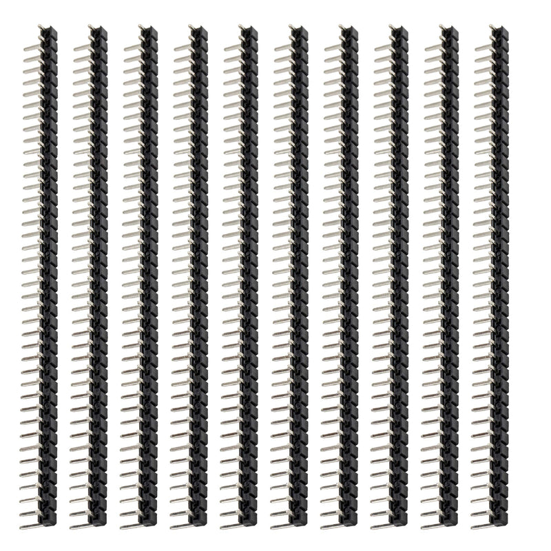 [Australia - AusPower] - 10pcs 1x40 40 Pin Headers Male 2.54mm Single Row Straight Needle Connector (11mm 90 Degree) 