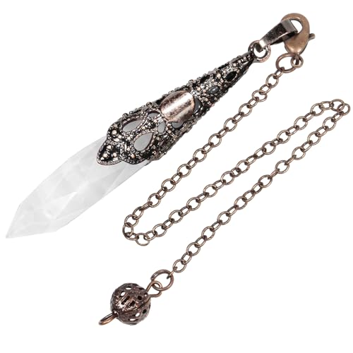 Rockcloud Crystal Stone Dowsing Pendulum Chakra Crystal Point Pendulum Clear Rock Crystal Stone