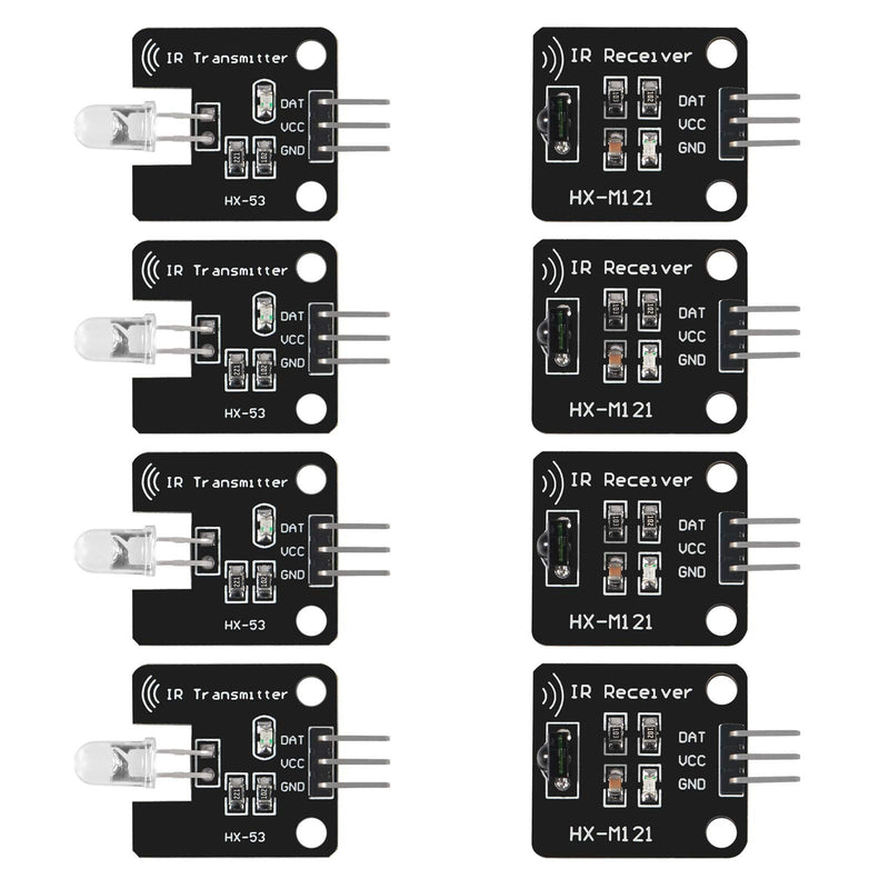 [Australia - AusPower] - 4Pcs Digital 38khz Ir Receiver Sensor Module + 4Pcs 38khz Ir Transmitter Sensor Module Kit for Electronic Building Block 8PCS 