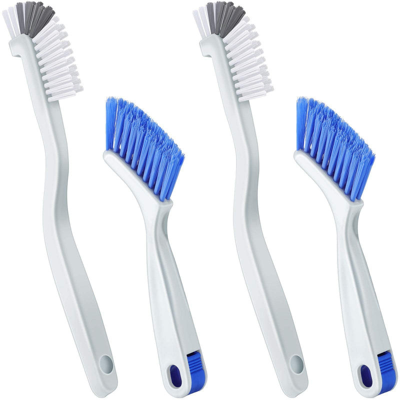 [Australia - AusPower] - Patelai 4 Pieces Cleaning Brush Sets Small Scrub Brush Household Use for Cleaning Bottle Sink Kitchen Sink Corner Dish Edge Grout Bathroom Sliding Door Window Track(White, Blue) White, Blue 
