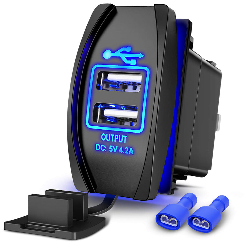 [Australia - AusPower] - Nilight Dual USB Charger 4.2A Rocker Switch Style USB Charger 12V/24V Fast Charge Socket Waterproof Quick Charger for Cars Boats Trucks RVs,2 Years Warranty 