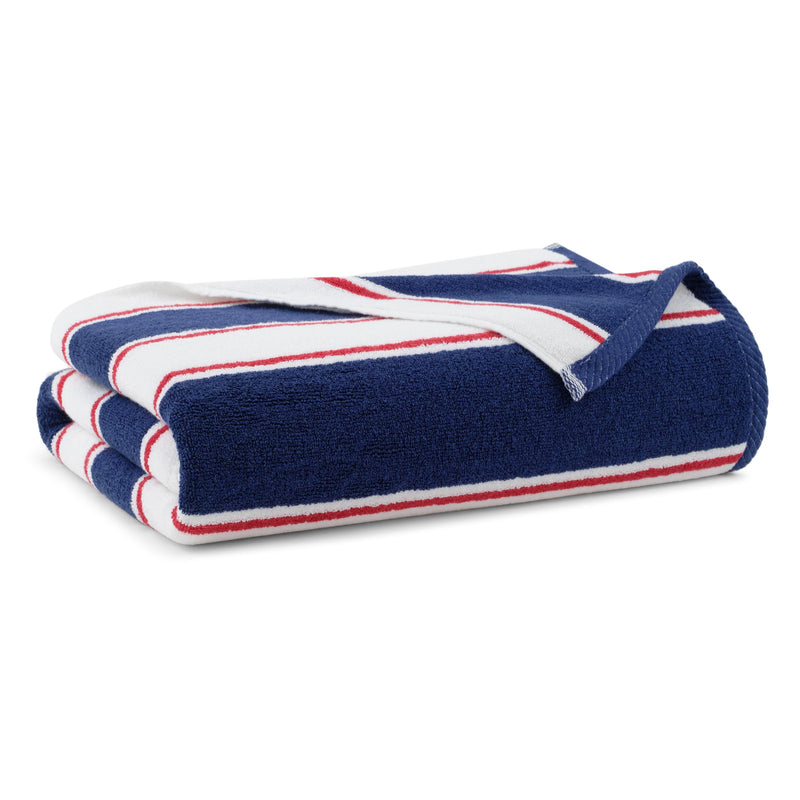 Aston & Arden Striped Beach Towel - Oversized 35 x 70 Soft Plush Thick Cotton, 600 GMS Heavy & Luxury for Pool Chairs, Resort, and Hot Tub, Navy/Red 1