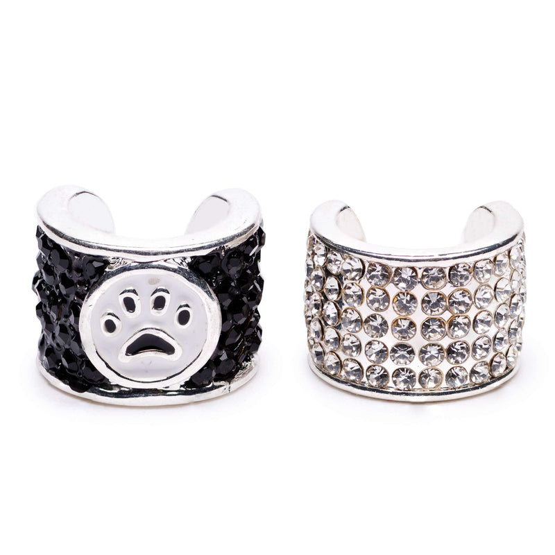 [Australia - AusPower] - charMED Custom Stethoscope Charms - Set of 2 Charms (Pet Paw and Ice Faux-Diamond) - Gifts for Nurses, Doctors, Veterinarians, Technicians, Surgeons & Healthcare Professionals - 0.5" Ring Charm 2-Piece Assortment A2003 - Paw & Ice Combo 