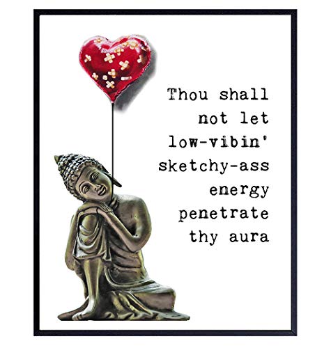 Buddha Statue Wall Art - Zen Decor - Spa Room Decor - Spiritual Gifts for Women - Namaste Wall Decoration - Positive Quotes Print - Encouragement Gifts for Women - Meditation Gift - Buddhist Picture 8"L x 10"W