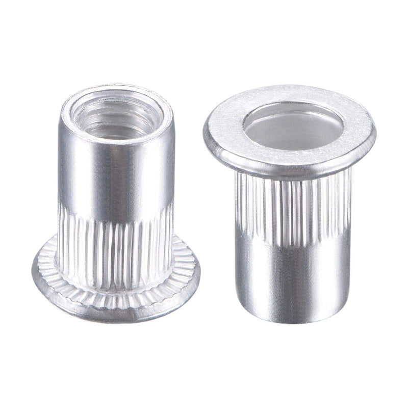 [Australia - AusPower] - uxcell M6 Rivet Nuts Aluminium Alloy Knurled Flat Head Threaded Insert Nut Silver 25pcs 