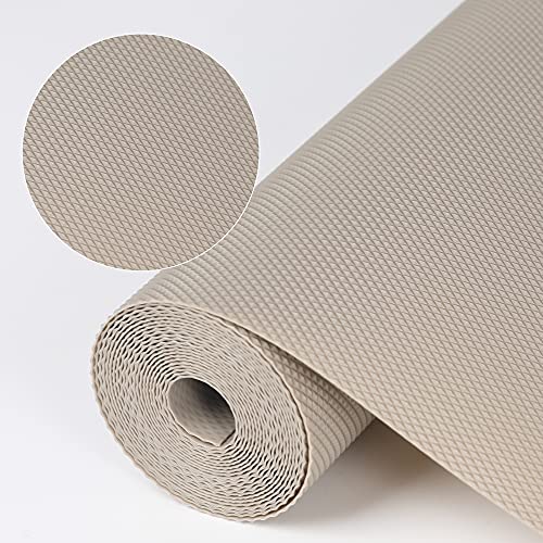 Kitchen Shelf Liner Drawer Liners, Non-Adhesive Refrigerator Liners Waterproof Fridge Mats with Strong Durable Kitchen Cabinets Mat for Drawers, Shelves, Pantry Khaki 23.6"W x 157.5"L