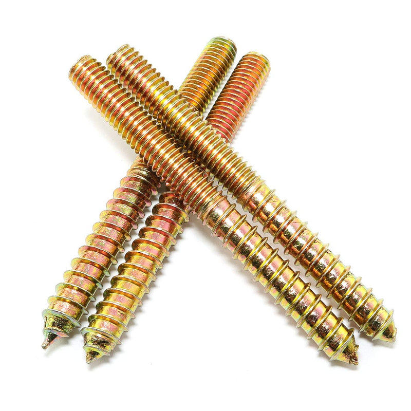 [Australia - AusPower] - 8pcs Self-Tapping Screw Hanger Bolts 3/8"-16 x 4" Hanger Bolts Double Headed Bolts for Furniture Wood Joint 