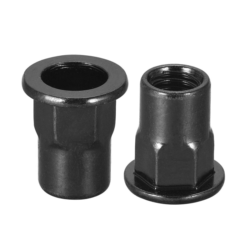 [Australia - AusPower] - uxcell M8 Rivet Nuts, Thread Half Hexagonal Carbon Steel Zinc-Plated Flat Head Threaded Insert Nut Black 20Pcs 
