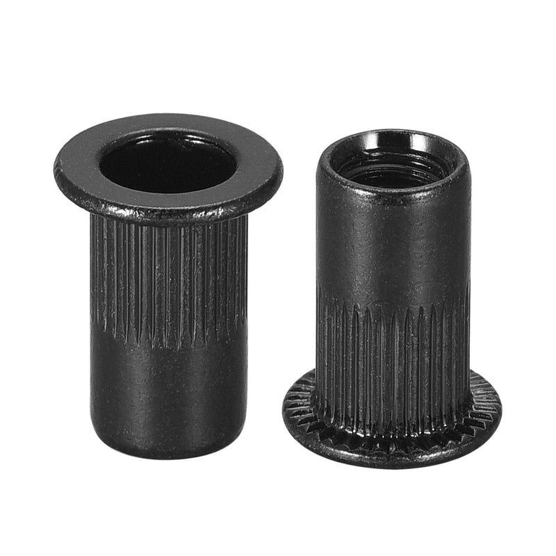 [Australia - AusPower] - uxcell M5 Rivet Nuts Carbon Steel Zinc-Plated Knurled Flat Head Threaded Insert Nut Black 20Pcs 