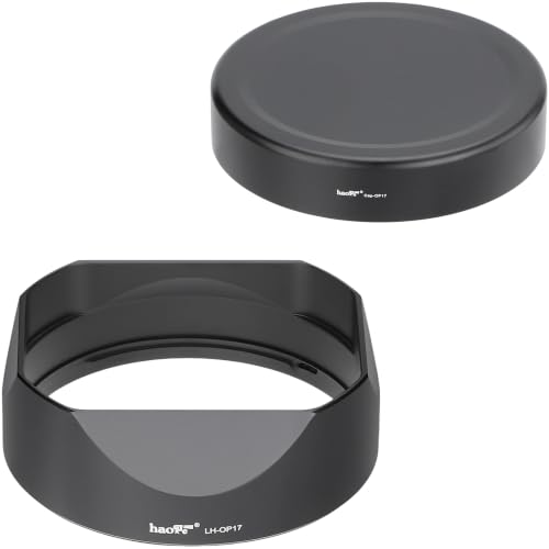Haoge LH-OP17 Square Metal Lens Hood with Metal Cap Set for Olympus M.ZUIKO ED 17mm f1.2 25MM F1.2 PRO, 12-40mm f2.8 45mm f/1.2 Pro Lens