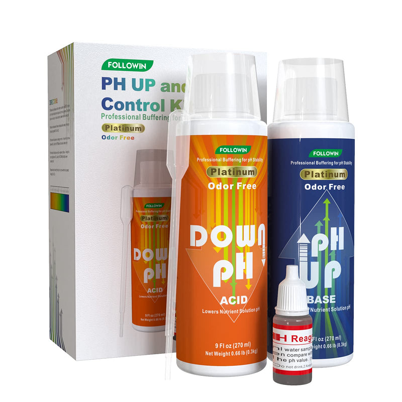 [Australia - AusPower] - FOLLOWIN pH Up and Down Control Kit (9oz+9oz), Hydroponics pH Tester Calibration Adjuster Buffer Solution Combo for Soil Gardening Plants Pool A Balanced Nutrient 