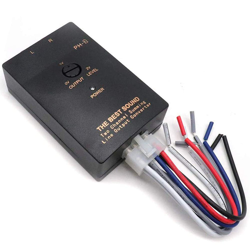 Greluma 1 Piece High to Low Level Converter, Car Output Stereo Speaker, High Level Speaker Signal for Low Level Adapter with Delay Function