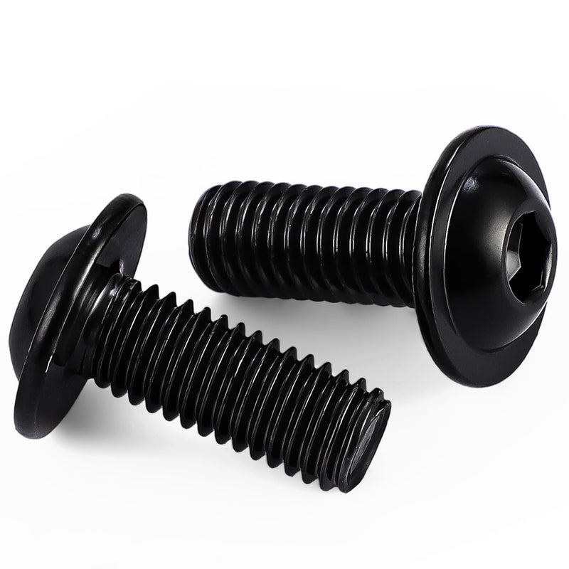 [Australia - AusPower] - M6-1.0 x 12mm Flanged Button Head Socket Cap Screw Bolts, Allen Socket Drive, Stainless Steel 304, Black Finish, Quantity 25 M6-1.0 × 12mm 
