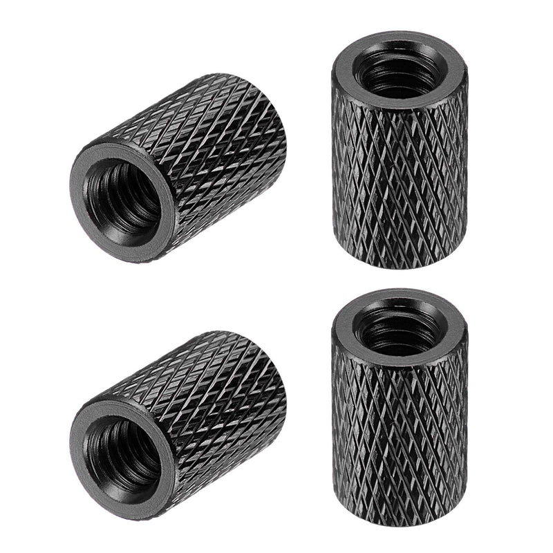 [Australia - AusPower] - uxcell 1/4-20 x 10mm x 15mm Aluminum Alloy Hand Screw Nuts Diamond Knurl Knurled Camera Tripod Pass Hole Nut Black 4pcs 