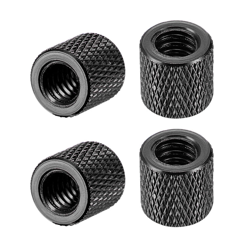 [Australia - AusPower] - uxcell 1/4-20 x 10mm x 10mm Aluminum Alloy Hand Screw Nuts Diamond Knurl Knurled Camera Tripod Pass Hole Nut Black 4pcs 