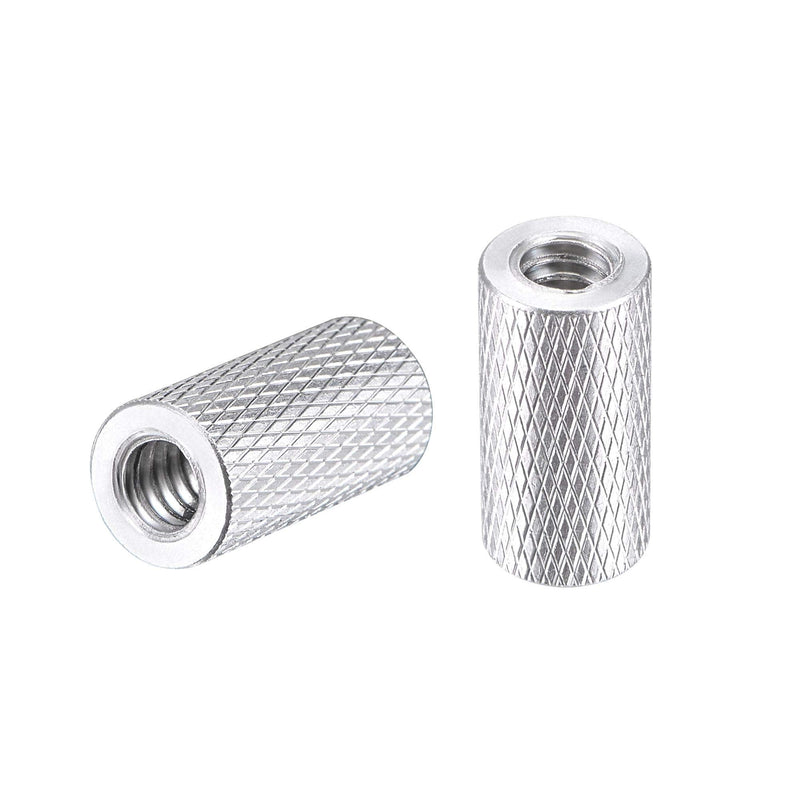 [Australia - AusPower] - uxcell 1/4-20 x 10mm x 20mm Aluminum Alloy Hand Screw Nuts Diamond Knurl Knurled Camera Tripod Pass Hole Nut Silver 2pcs 