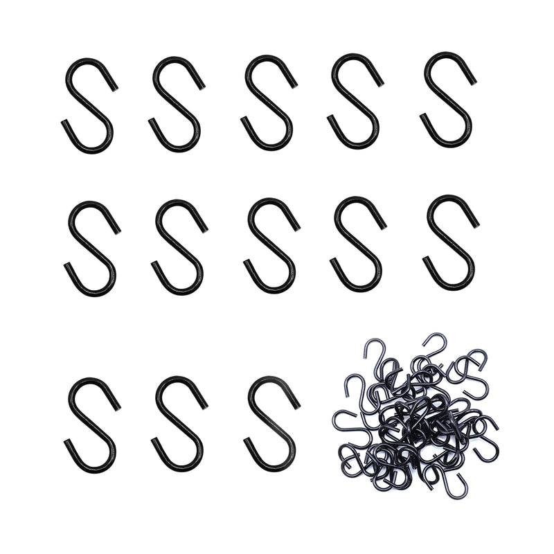 [Australia - AusPower] - T Tulead 40PCS Mini Hanger Hooks Light Duty S Hooks Iron Hanging Hook Jewelry Hooks Black Hooks Connectors 1"x0.7" Length:25mm 