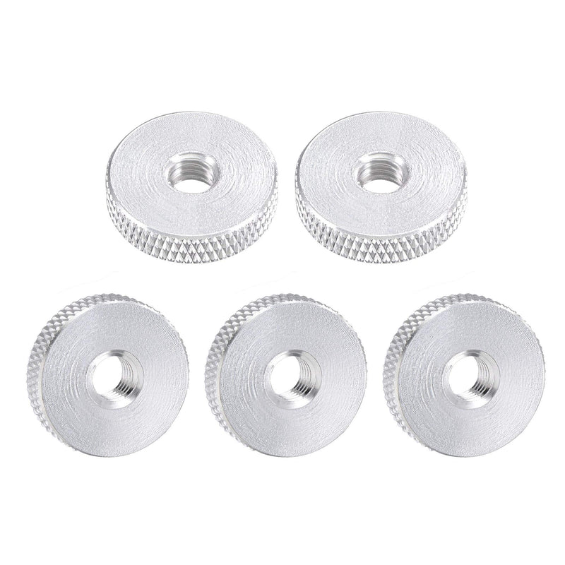 [Australia - AusPower] - uxcell Flat Knurled Nut - M6 x 20mm x 5mm Thumb Nuts Lock Adjusting Nuts Aluminum Alloy Silver 5Pcs 