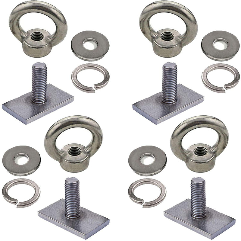 [Australia - AusPower] - Pmsanzay 4 Pack Heavy Duty Eye Bolt, Stainless Steel - M8 Eye Nuts, Track Mount Tie Down Eyelet to Hold Your Bungee Cord or Ropes Anchoring, Anchoring kit 