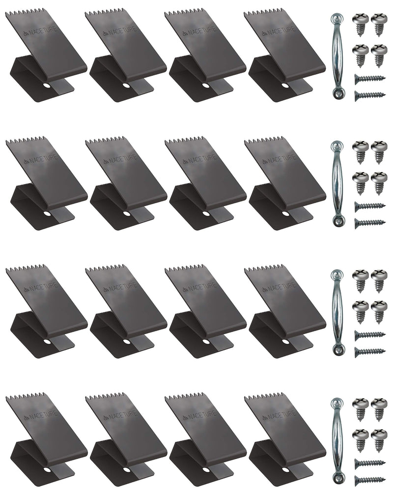 Hurricane Window Board-Up Clips Universal and Reusable Hurricane Storm Plywood Clips for Windows with Door Handles and Screws 1/2 inch 16 Pack (1/2") 1/2"