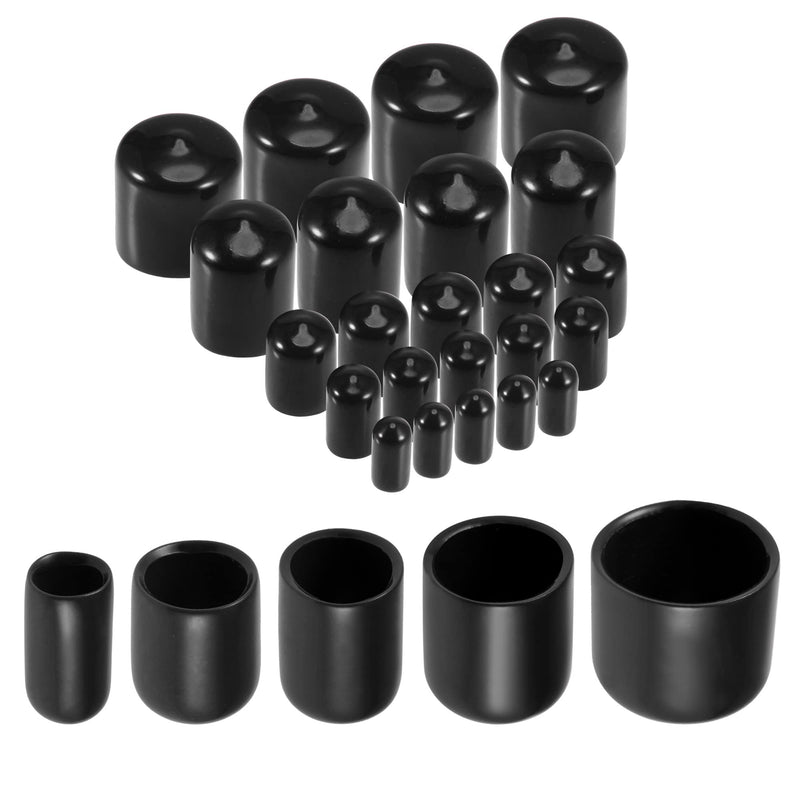 [Australia - AusPower] - uxcell 25pcs Round Rubber End Caps 1/4" 3/8" 1/2" 3/4" 7/8" Black Vinyl Cover Screw Thread Protectors Assortment Kit 1/4" 3/8" 1/2" 3/4" 7/8" 25 
