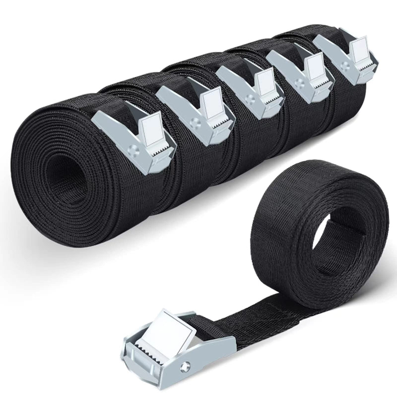 [Australia - AusPower] - 6 Pack Lashing Straps 6.5ft x 1" Tie Down Straps Up to 1500lbs,Heavy Dust Lashing Secure Strap Adjustable Cam Buckle Straps for Motorcycle, Cargo, Trucks,Trailer,Luggage Black 