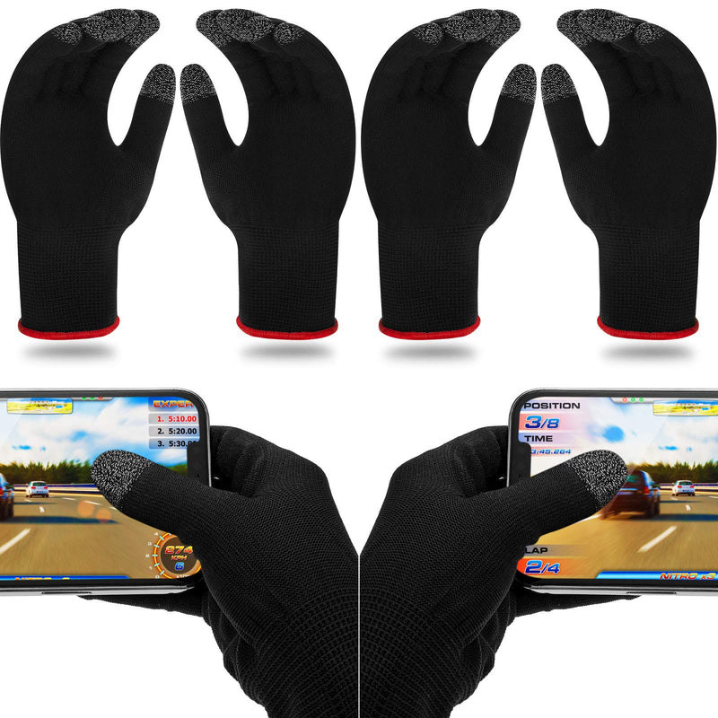 [Australia - AusPower] - 4 Pairs Game Gloves for Gaming Mobile Game Controllers Finger Gloves Set, Anti-Sweat Breathable Touch Finger Gloves Silver Fiber Material for Phone Games PUBG 