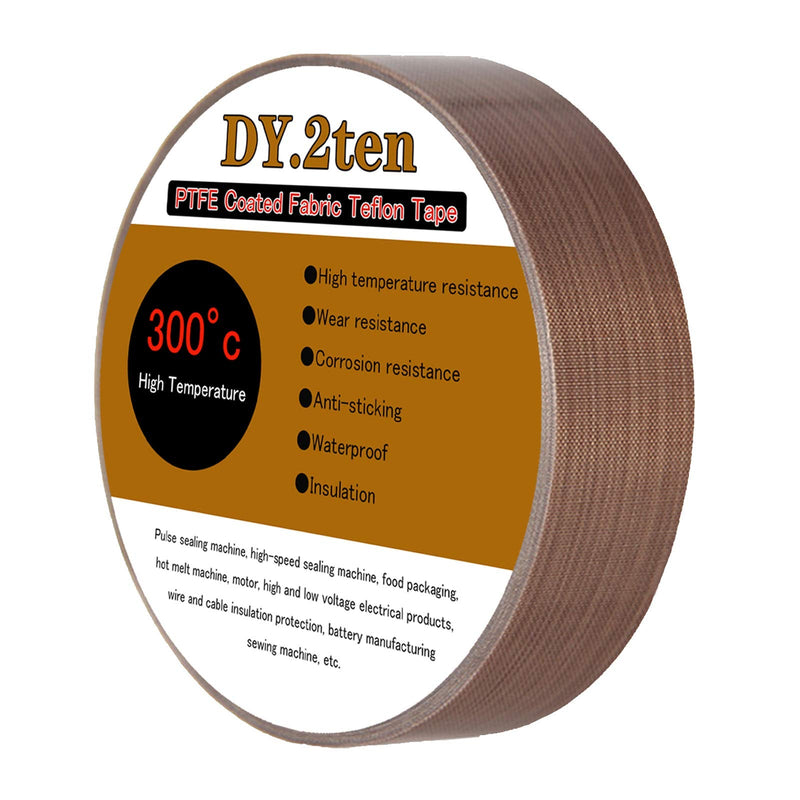 DY.2ten PTFE Coated Fiberglass Telfon Tape, 0.75" x 33 Feet, high Temperature Tape,Welding Sealing Tape,Drying Mechanical Conveyor Belt, Teflon Tape for Vacuum Sealer Machine 0.75inch x 33 Feet