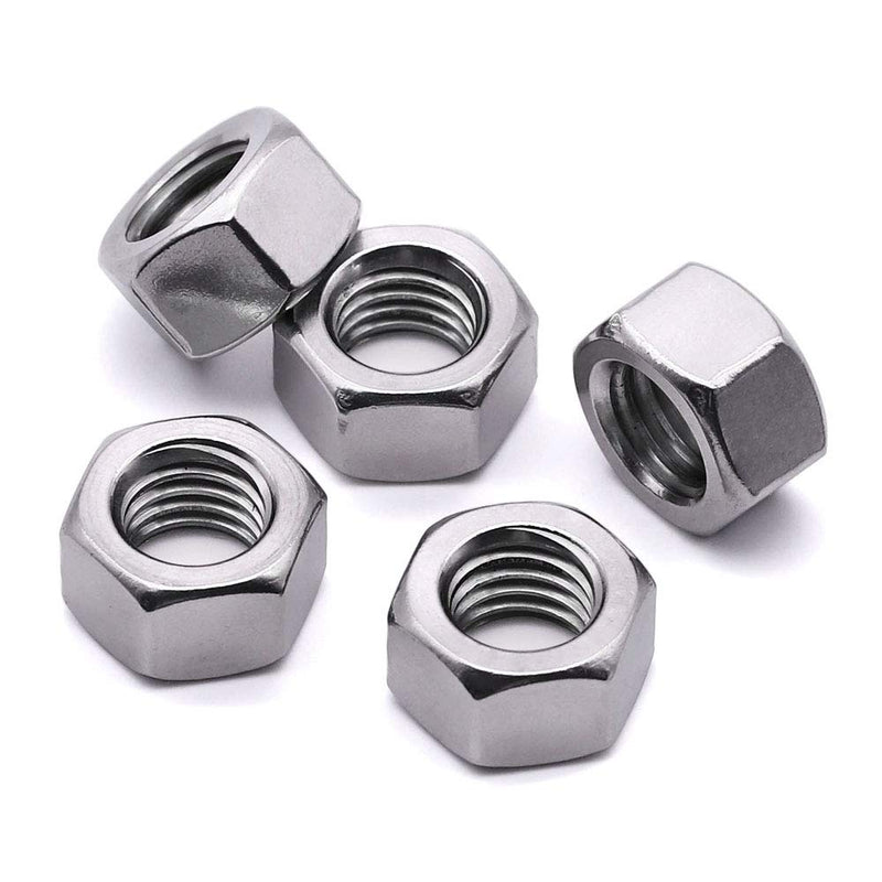 [Australia - AusPower] - M6-1.0mm (50 PCS) Stainless Steel Hex Nuts Finished Hexagon Nuts, 304 Stainless Steel 18-8, Standard DIN934, Full Thread, Bright Finish, Coarse Thread UNC M6-1.0mm 50 