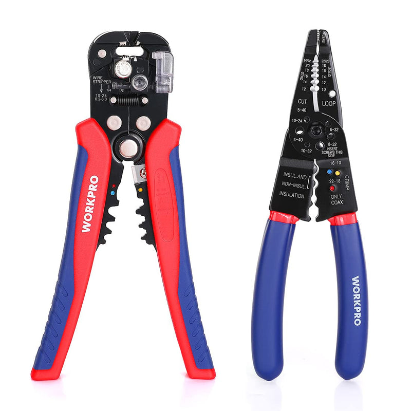 [Australia - AusPower] - WORKPRO Wire Stripper Set, 8-Inch Multi-Tool Stripper and 8-Inch Self-Adjusting Wire Stripper Set for Stripping, Cutting and Crimping 