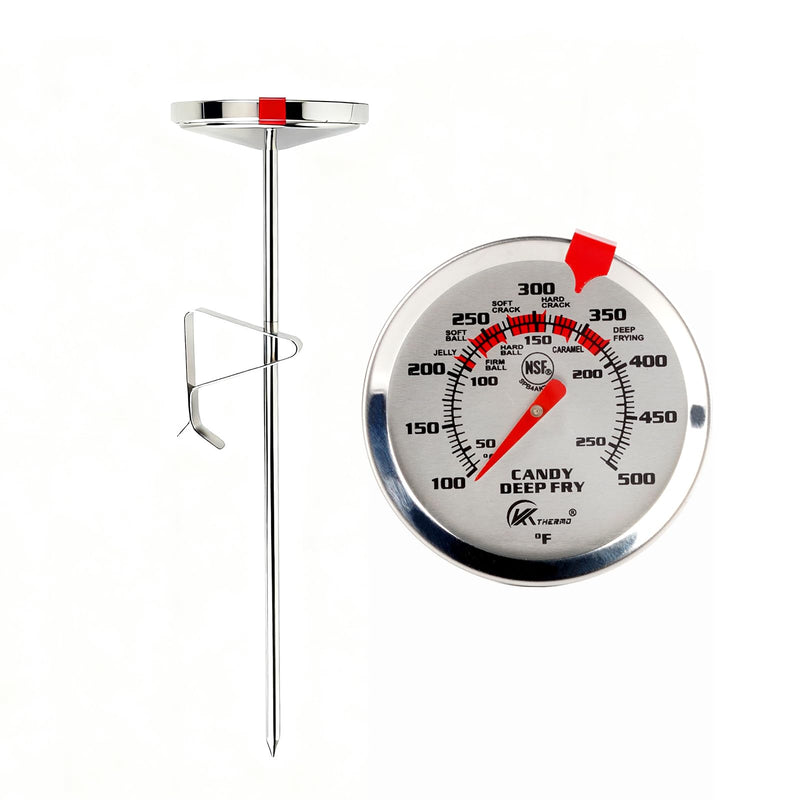 [Australia - AusPower] - KT THERMO Deep Fry Thermometer with Instant Read Dial Thermometer, 8" Stainless Steel Probe，100-500°F, for Syrup, Candy, Jam, and deep Frying 