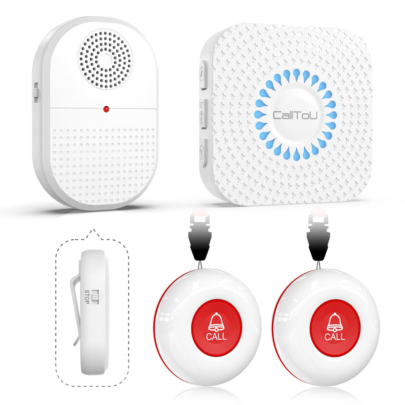 [Australia - AusPower] - CallToU Caregiver Pager Call Button elderlyWireless SOS Call Button Vibration Pager Nurse Calling Alert System for Home Elderly Disabled Patient 2 SOS Call Buttons/Transmitters 2 Receivers CCVP 2-2 