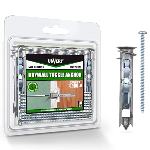 Heavy Duty Drywall Anchors - Self Drilling Ez Drywall Toggle Anchor Kit, #8 Anchor with Screws - Easy Wall Anchors for Hanging and Mounting - Holds Up to 100 Lb. (10 Pack) 10